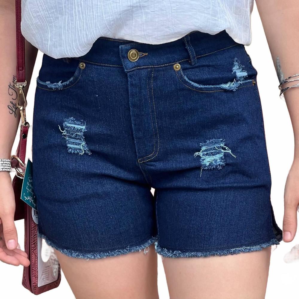 NEW LA MIEL high rise mineral washed shorts in dark wash